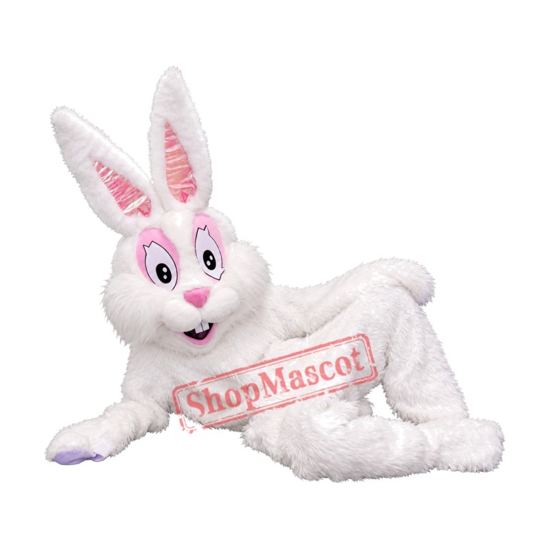 Superb Friendly White Rabbit Mascot Costume Superb Friendly White Rabbit Mascot Costume