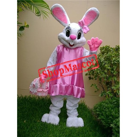 Pink Dress Easter Bunny Mascot Costume