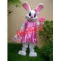 Pink Dress Easter Bunny Mascot Costume