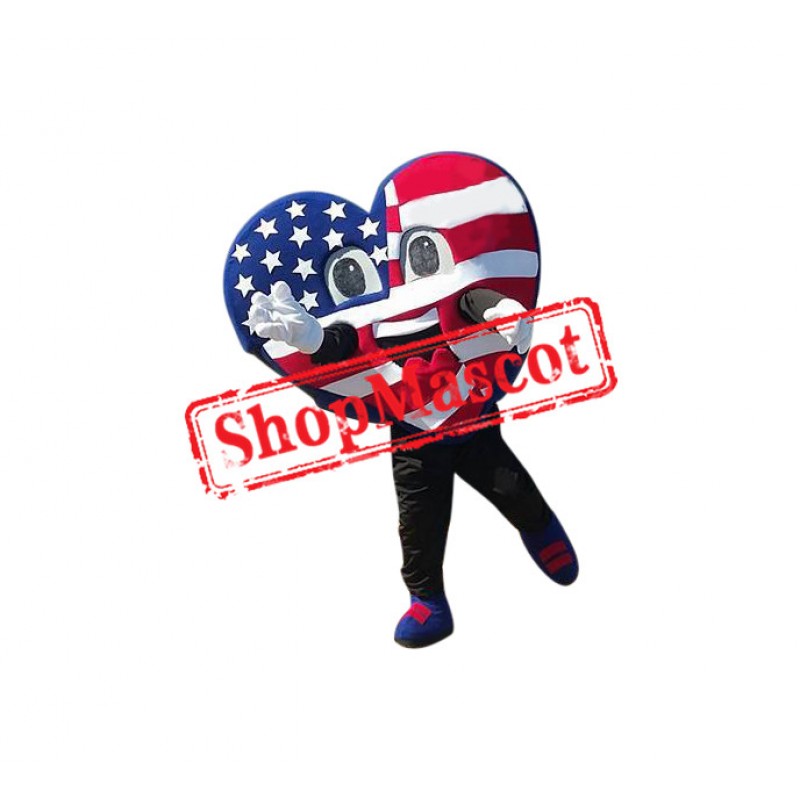 US Flag Heart Mascot Costume