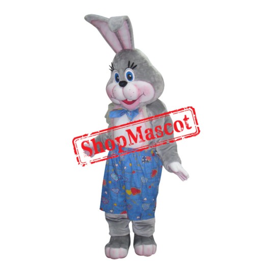 Grey & Pink Easter Bunny Mascot Costume