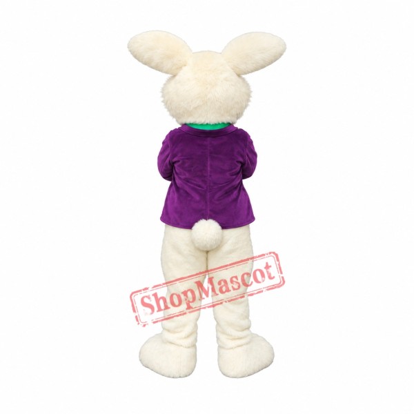 Superb Purple Suit Easter Bunny Mascot Costume Superb Purple Suit Easter Bunny Mascot Costume