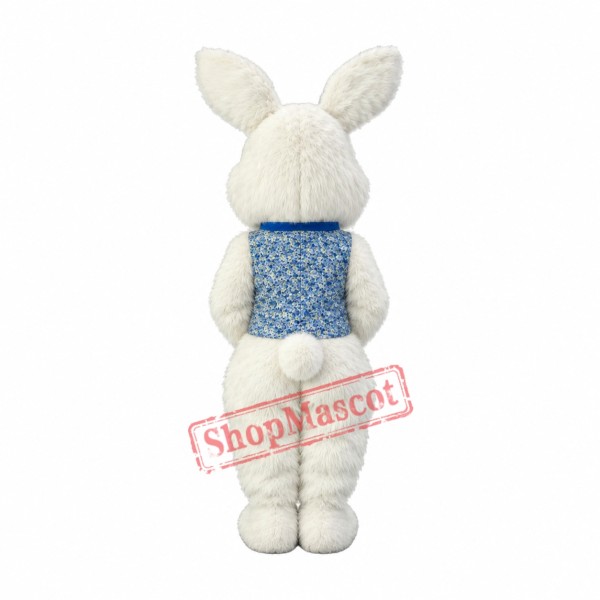 Friendly White Easter Bunny Mascot Costume Friendly White Easter Bunny Mascot Costume