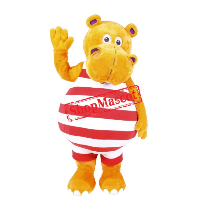 Friendly Yellow Rhino Mascot Costume