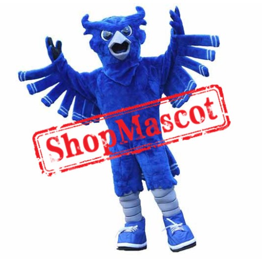 Superb Blue Owl Mascot Costume Superb Blue Owl Mascot Costume