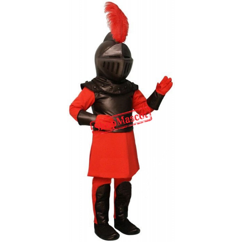 Superb Red & Black Knight Mascot Costume