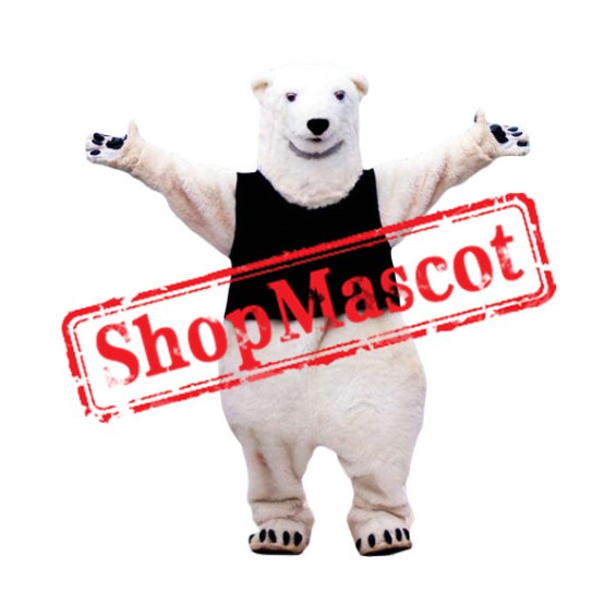 Friendly Realistic Polar Bear Mascot Costume