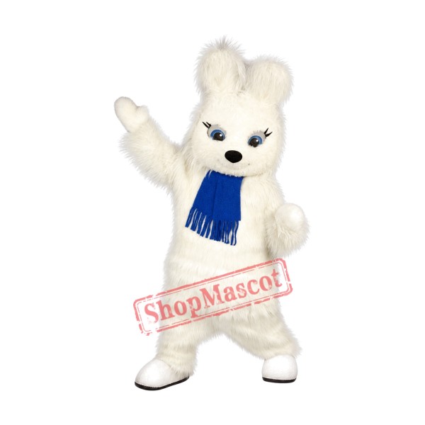 Friendly White Rabbit Mascot Costume Friendly White Rabbit Mascot Costume