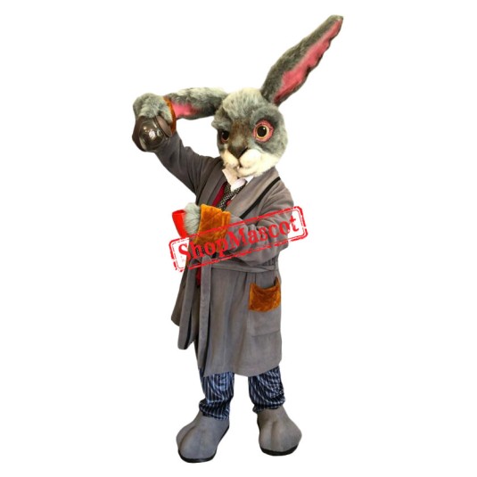 Superb Grey Easter Bunny Mascot Costume