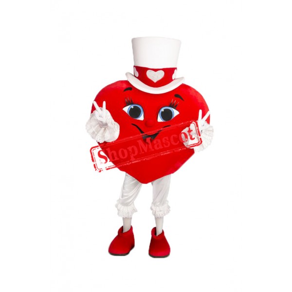 Happy Red Heart Mascot Costume
