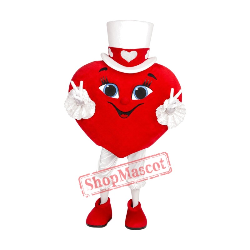 Happy Red Heart Mascot Costume Happy Red Heart Mascot Costume