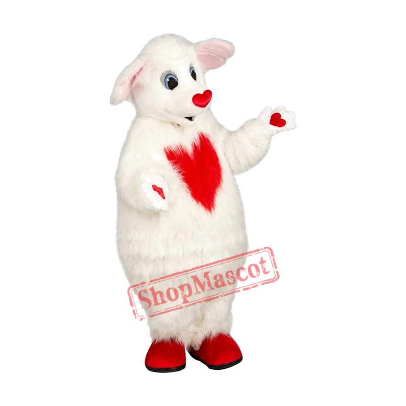 Red Heart Sheep Mascot Costume Red Heart Sheep Mascot Costume