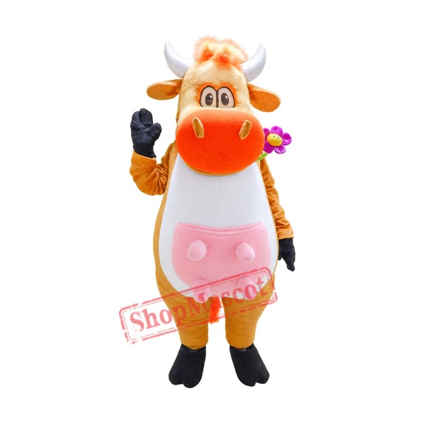 Yellow Cow Mascot Costume