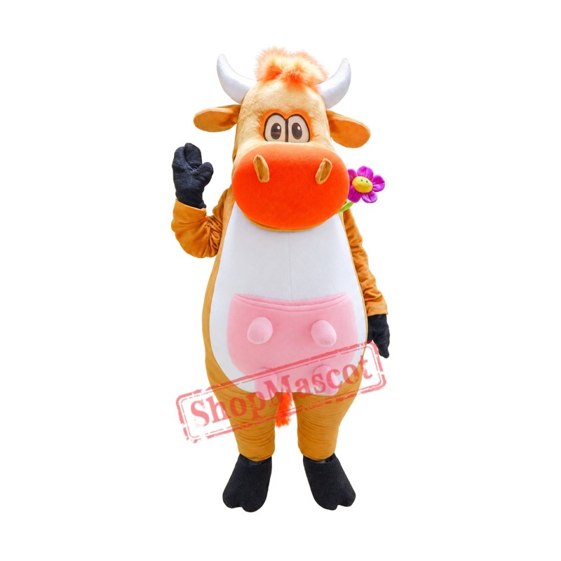 Yellow Cow Mascot Costume Yellow Cow Mascot Costume