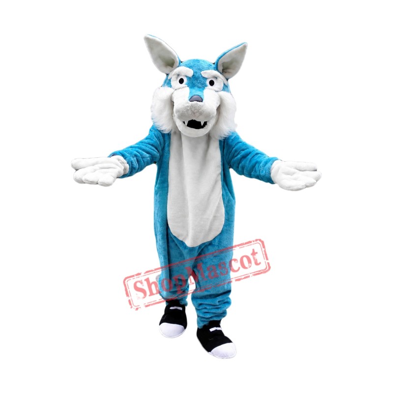 Cheap Blue Wolf Mascot Costume
