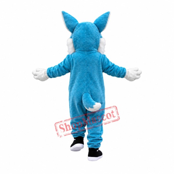 Cheap Blue Wolf Mascot Costume