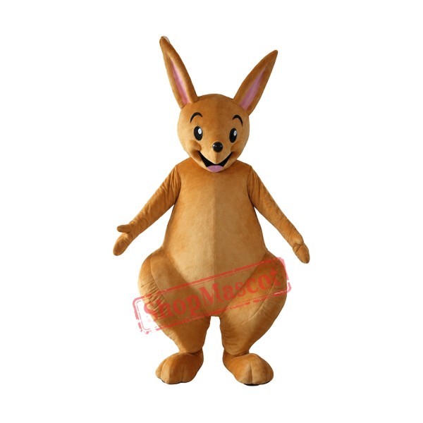 Happy Lightweight Yellow Kangaroo Mascot Costume