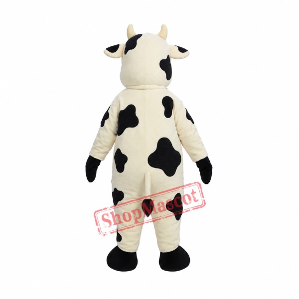 White and Black Cow Mascot Costume
