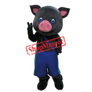 Black & Pink Pig Mascot Costume