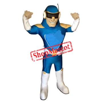 Happy Lightweight Blue Captain Mascot Costume