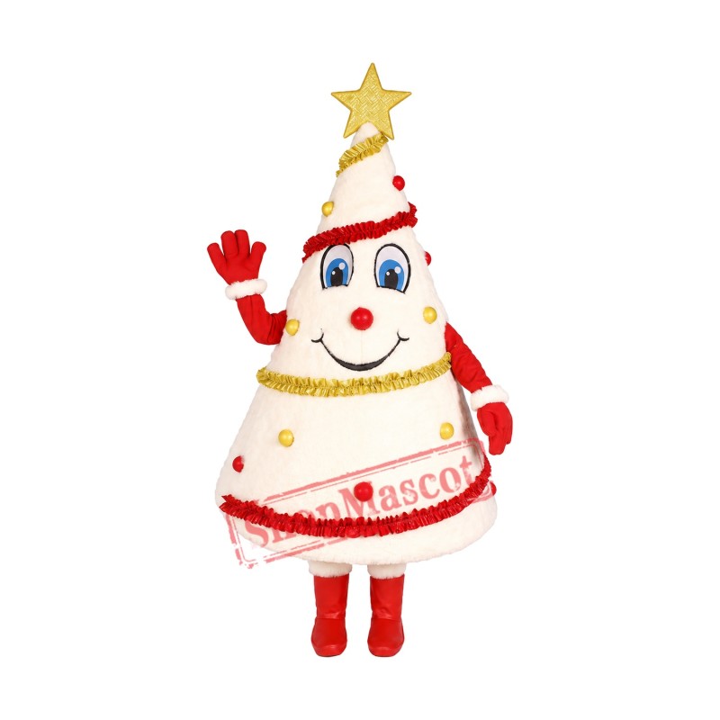 White Christmas Tree Mascot Costume White Christmas Tree Mascot Costume