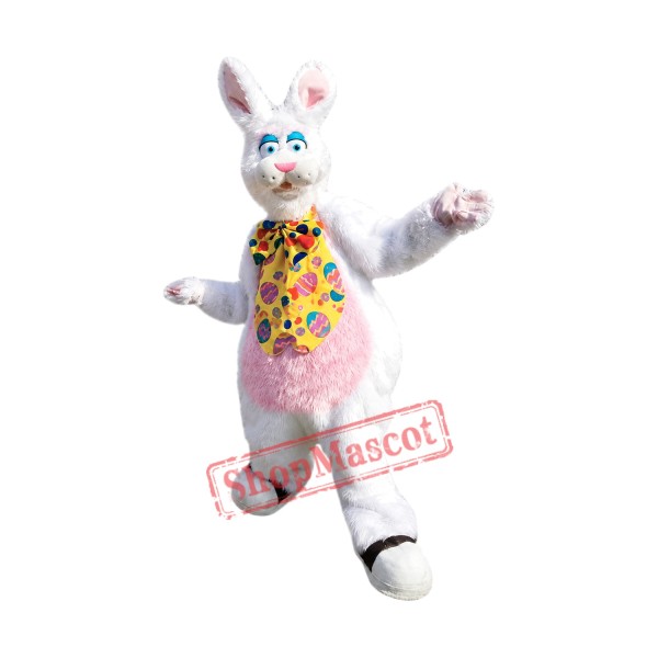 White Furry Rabbit Mascot Costume