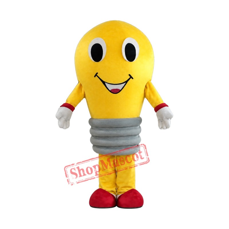 Happy Yellow Bulb Mascot Costume Happy Yellow Bulb Mascot Costume