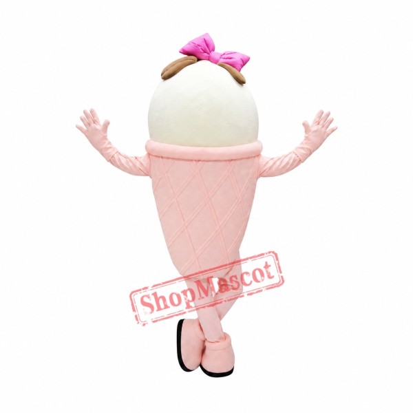 Pink & White Ice Cream Mascot Costume Pink & White Ice Cream Mascot Costume