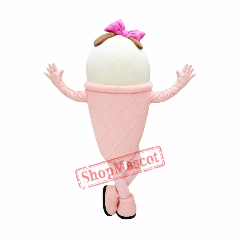 Pink & White Ice Cream Mascot Costume Pink & White Ice Cream Mascot Costume
