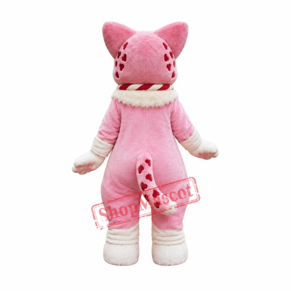 Pink & White Cat Mascot Costume Pink & White Cat Mascot Costume