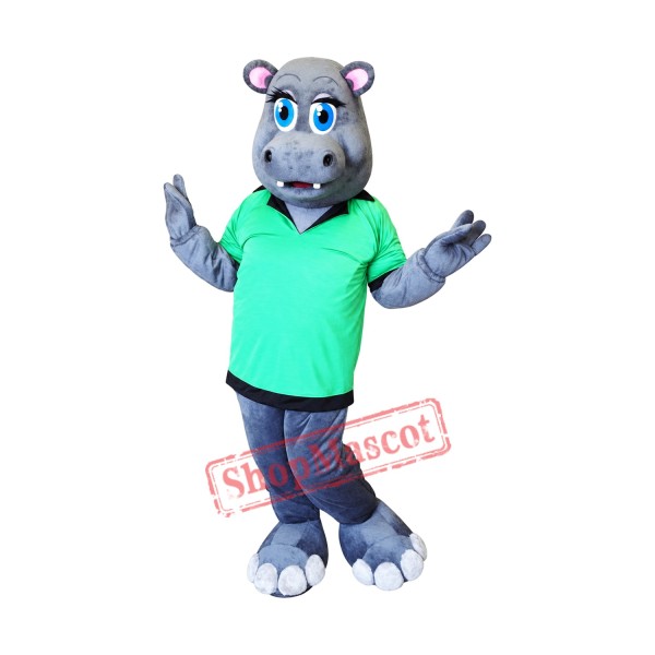 Shy Hippo Mascot Costume