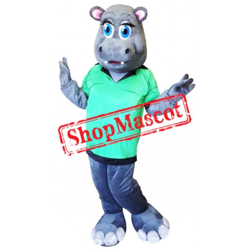 Shy Hippo Mascot Costume