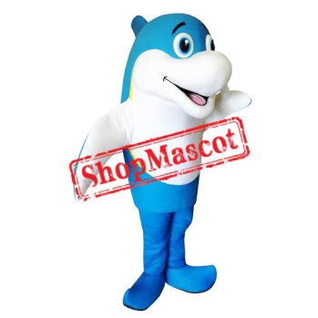 Blue & White Dolphin Mascot Costume