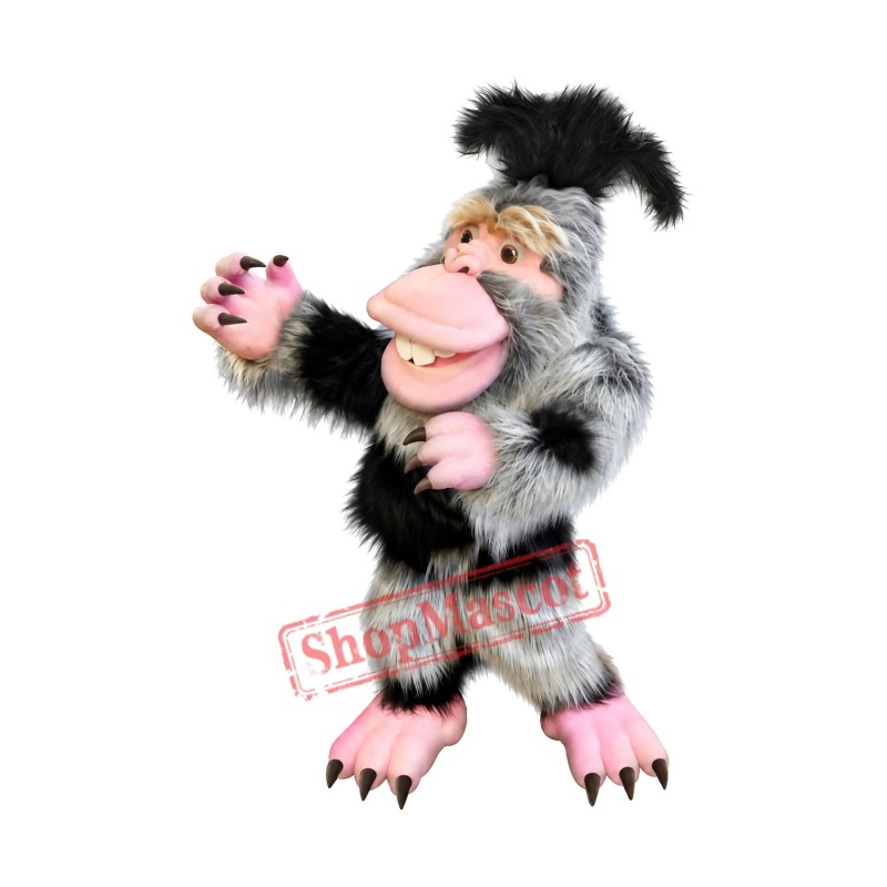 White Long Furry Monkey Mascot Costume