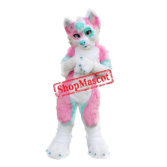 Pink & Blue Husky Dog Mascot Costume