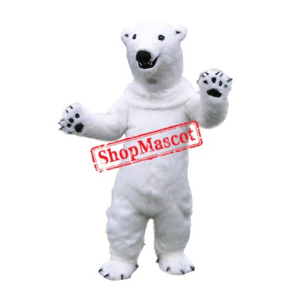 Realistic White Polar Bear Mascot Costume