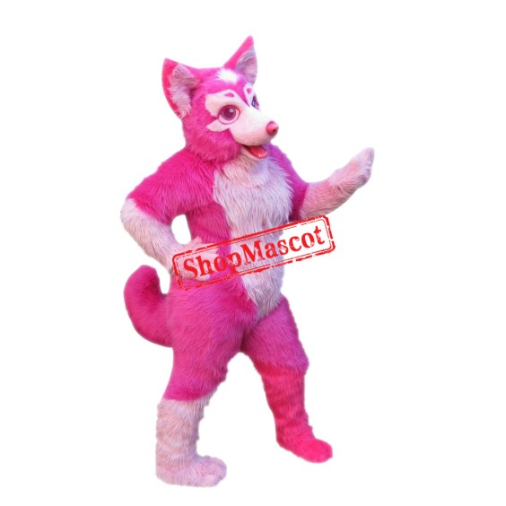 Super Cute Pink Husky Dog Mascot Costume Super Cute Pink Husky Dog Mascot Costume