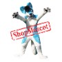 White & Blue Wolf Mascot Costume