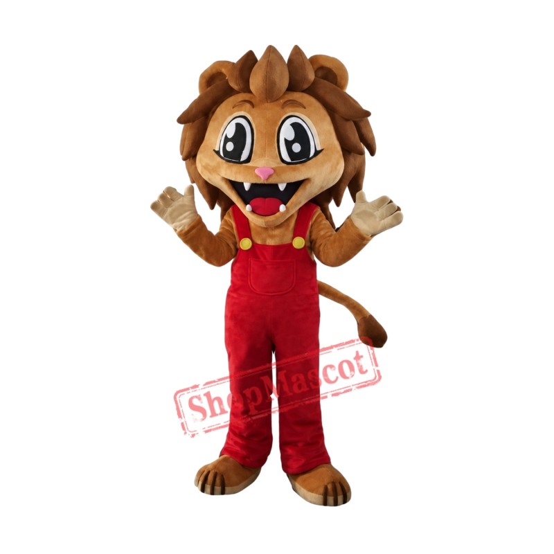 Happy Realistic Lion Mascot Costume