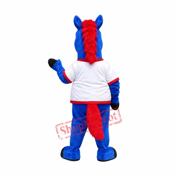 Happy Blue Horse Mascot Costume