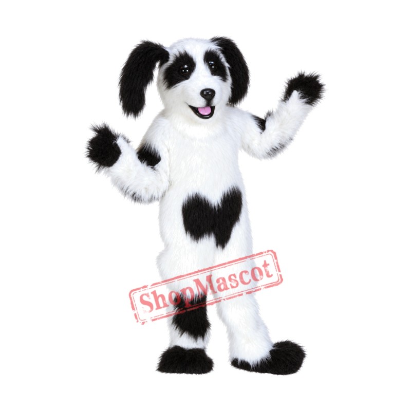 White & Black Shaggy Dog Mascot Costume White & Black Shaggy Dog Mascot Costume