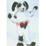White & Black Shaggy Dog Mascot Costume