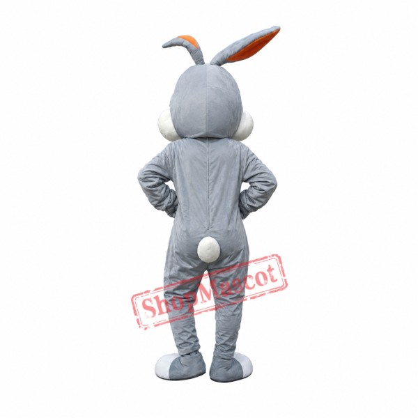 Happy Grey Rabbit Bunny Mascot Costume