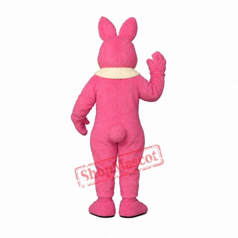 Pink Smiling Bunny Mascot Costume Pink Smiling Bunny Mascot Costume