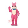 Pink Smiling Bunny Mascot Costume