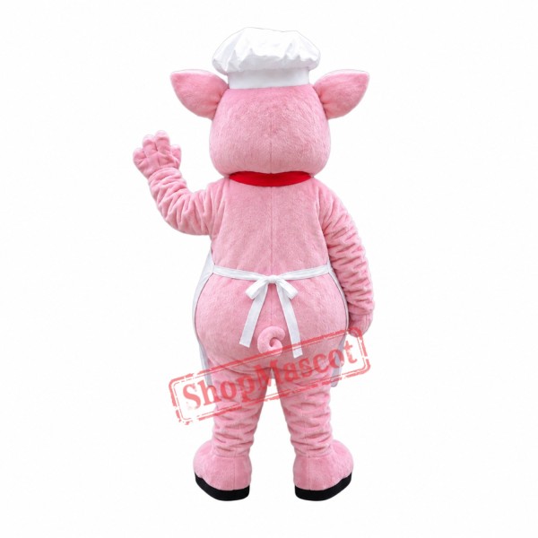 Pink Pig Chef Mascot Costume Pink Pig Chef Mascot Costume