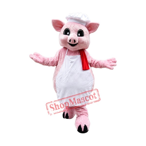 Pink Pig Chef Mascot Costume Pink Pig Chef Mascot Costume