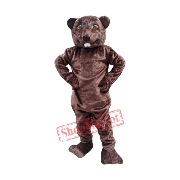 Happy Adult Beaver Mascot Costume