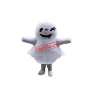 Cute White Ghost Mascot Costume