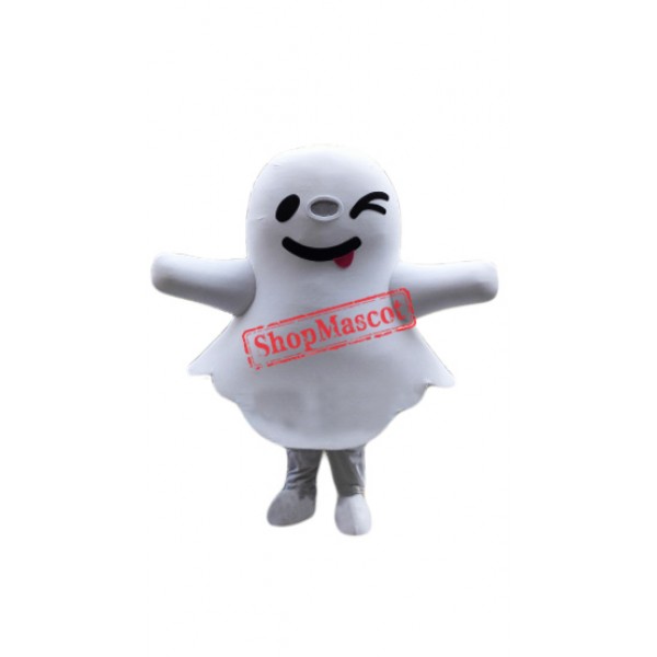 Cute White Ghost Mascot Costume